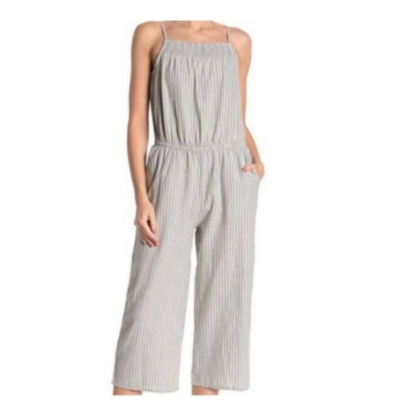 Beach Lunch Lounge Krystyana Striped Olive Green Jumpsuit - Picture 1 of 5